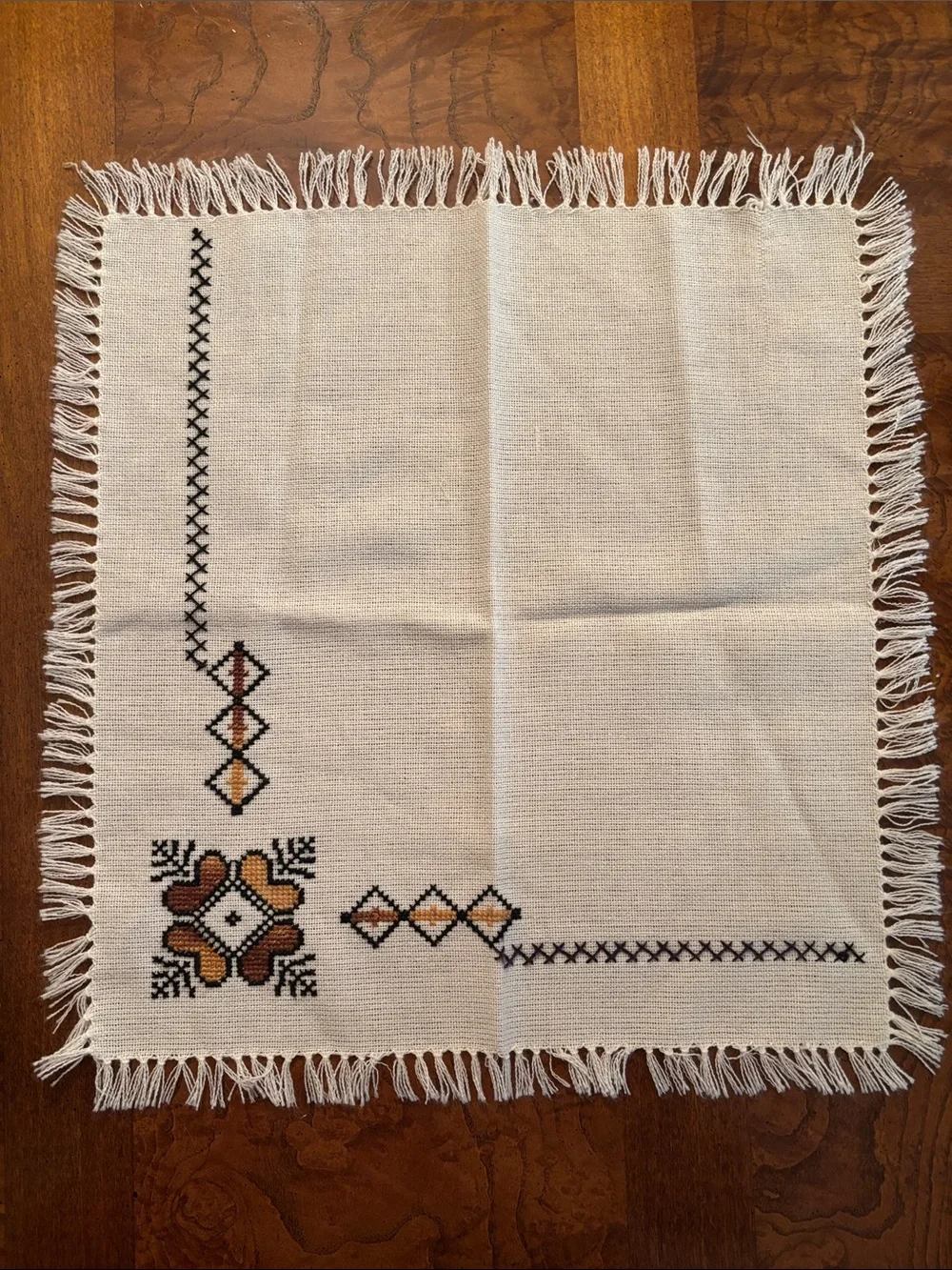 Hand stitched Decorative Napkin with fringes
